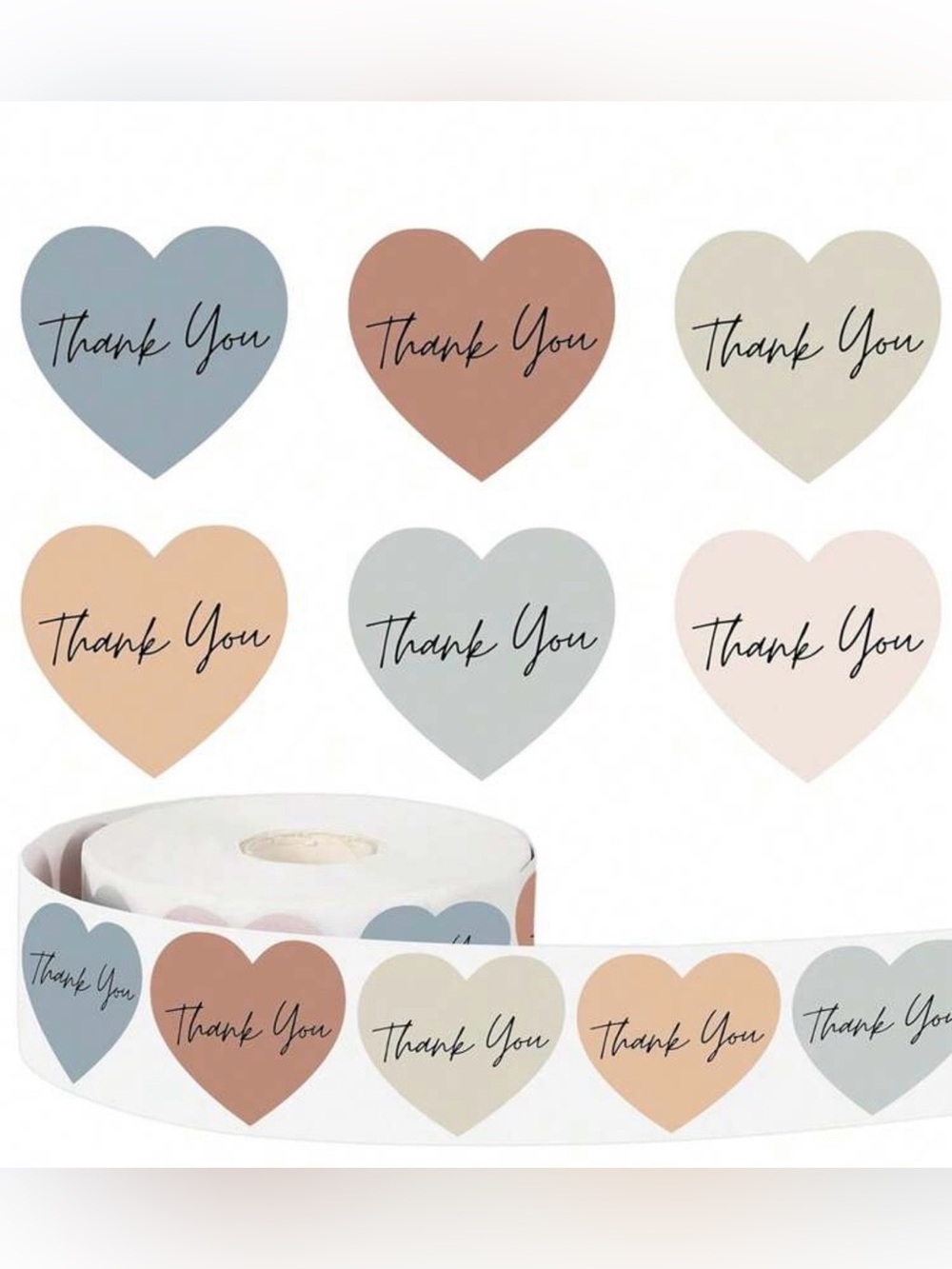 Heart "Thank You" Sticker Roll (500)